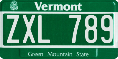 VT license plate ZXL789