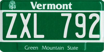 VT license plate ZXL792