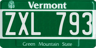 VT license plate ZXL793