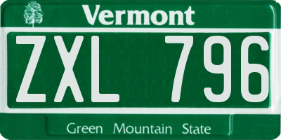VT license plate ZXL796
