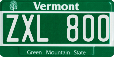 VT license plate ZXL800