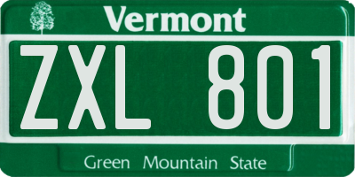 VT license plate ZXL801