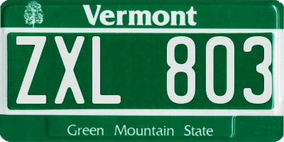 VT license plate ZXL803