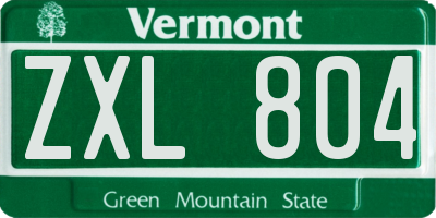 VT license plate ZXL804