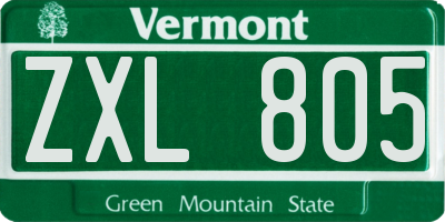VT license plate ZXL805