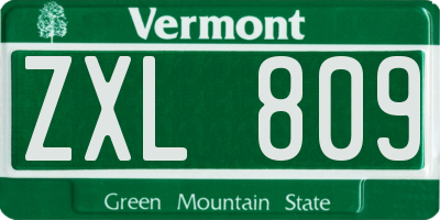 VT license plate ZXL809