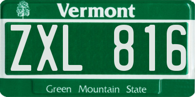 VT license plate ZXL816