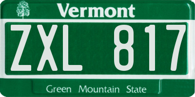 VT license plate ZXL817