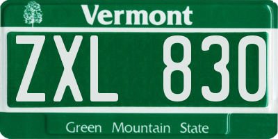 VT license plate ZXL830