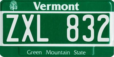 VT license plate ZXL832