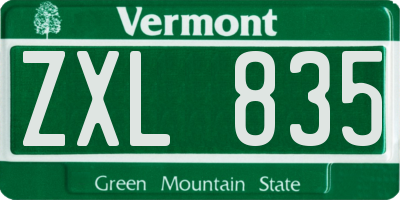 VT license plate ZXL835