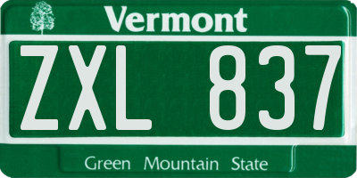 VT license plate ZXL837