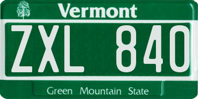 VT license plate ZXL840