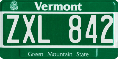 VT license plate ZXL842