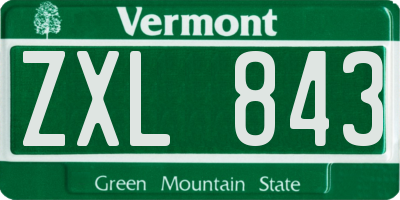 VT license plate ZXL843