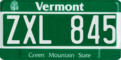VT license plate ZXL845