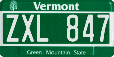 VT license plate ZXL847