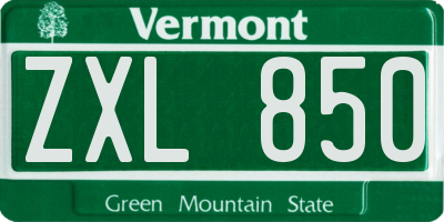 VT license plate ZXL850