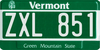 VT license plate ZXL851