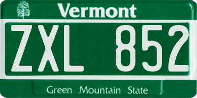 VT license plate ZXL852