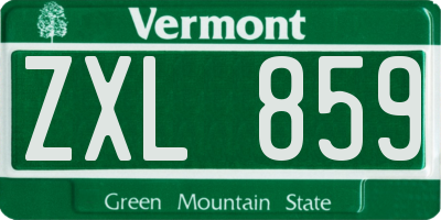 VT license plate ZXL859
