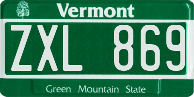 VT license plate ZXL869