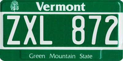 VT license plate ZXL872