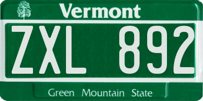 VT license plate ZXL892