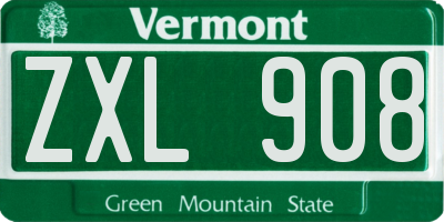 VT license plate ZXL908