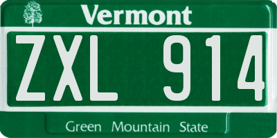 VT license plate ZXL914