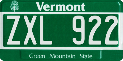 VT license plate ZXL922