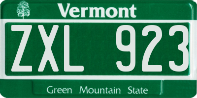 VT license plate ZXL923