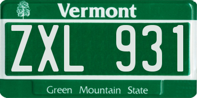 VT license plate ZXL931