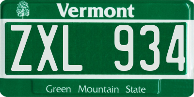 VT license plate ZXL934