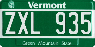 VT license plate ZXL935