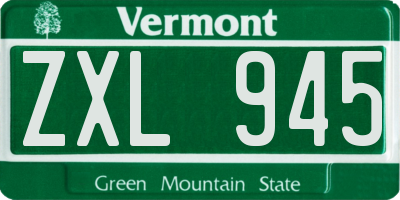 VT license plate ZXL945