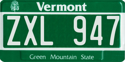VT license plate ZXL947