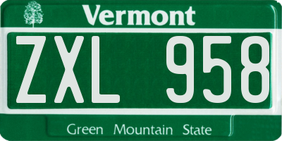 VT license plate ZXL958