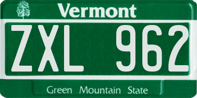 VT license plate ZXL962
