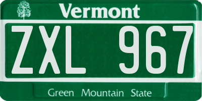 VT license plate ZXL967