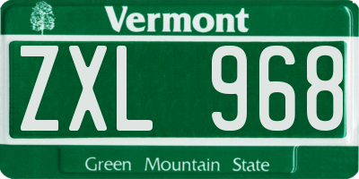 VT license plate ZXL968