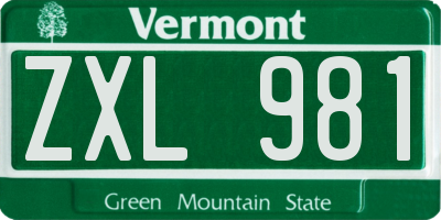 VT license plate ZXL981