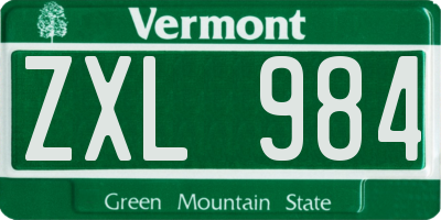 VT license plate ZXL984