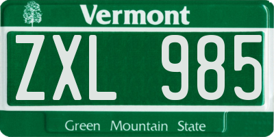 VT license plate ZXL985