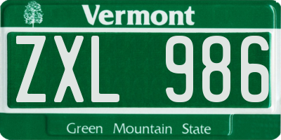 VT license plate ZXL986