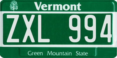 VT license plate ZXL994