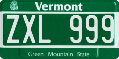 VT license plate ZXL999