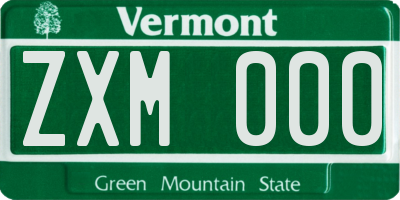 VT license plate ZXM000