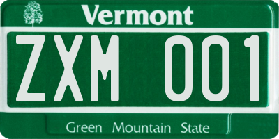 VT license plate ZXM001