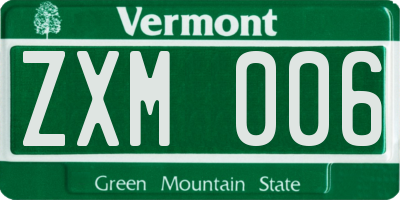 VT license plate ZXM006